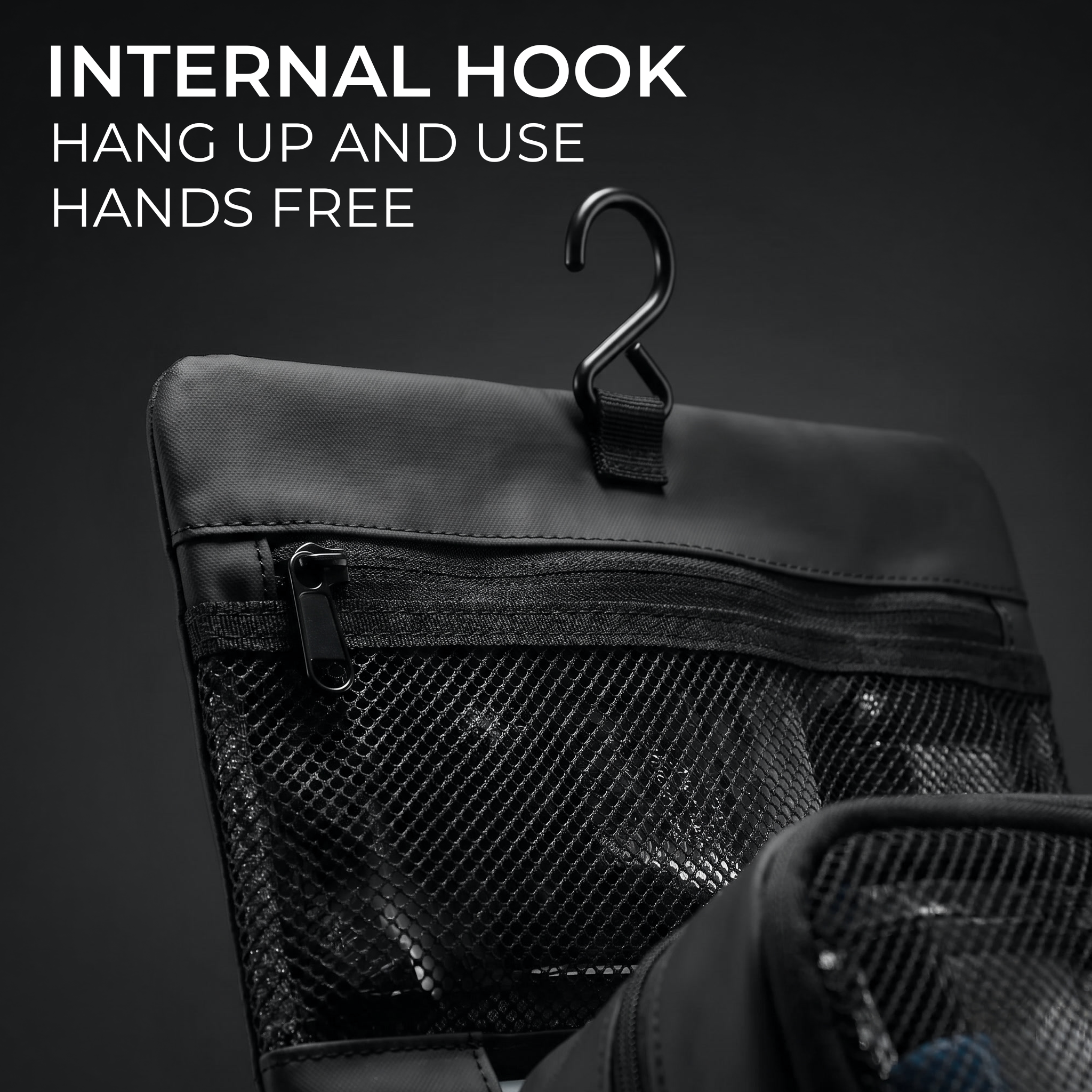 Stoiq Toiletry Bag hanging hook for bathroom and travel use
